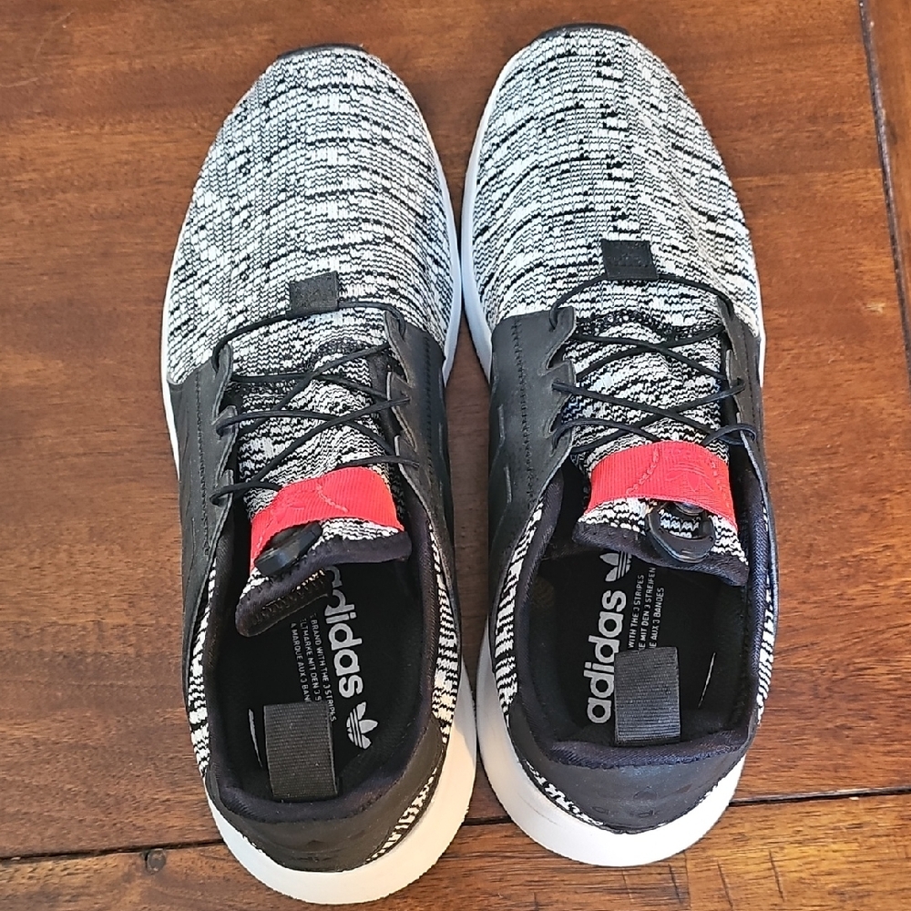 Adidas X_PLR Black-wht Knit Slip-On Sneakers w/ Red Detail Size 9.